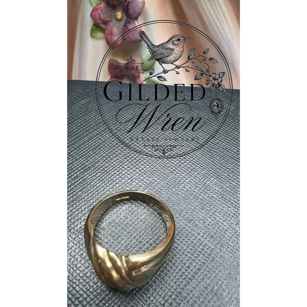 Vintage 10K Yellow Gold Ribbed Knot Ring Size 7 Heavy Statement Estate 4.72g